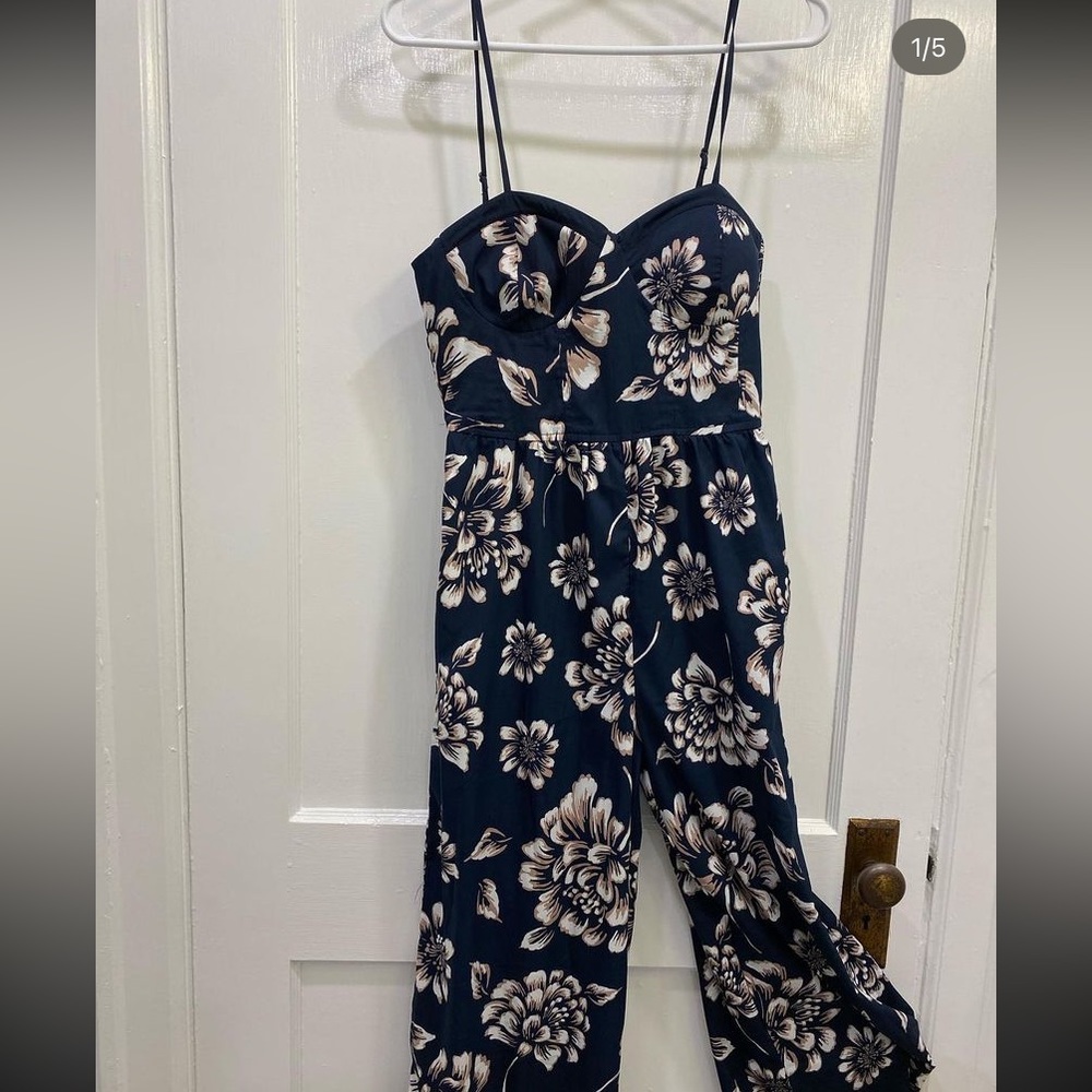 Navy floral jumpsuit.